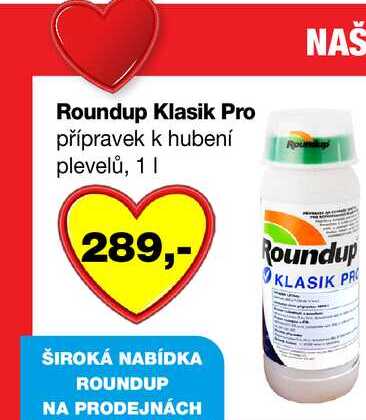 Roundup Klasik Pro přípravek k hubení plevelů, 1l Barvy a laky drogerie 