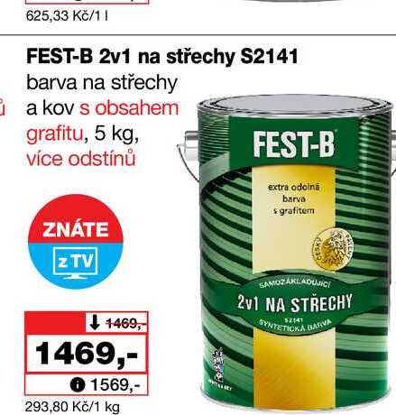 FEST-B 2v1 na střechy S2141 barva na střechy a kov s obsahem grafitu, 5 kg