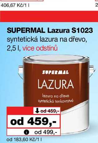SUPERMAL Lazura S1023 syntetická lazura na dřevo, 2,5l Barvy a laky drogerie 