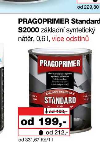 PRAGOPRIMER Standard S2000 základní syntetický nátěr, 0,6 l Barvy a laky drogerie 