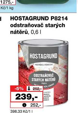 HOSTAGRUND P8214 odstraňovač nátěrů, 0,6l Barvy a laky drogerie 