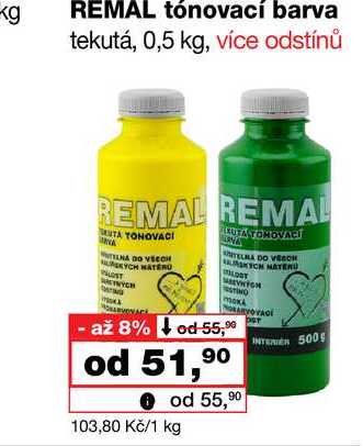 REMAL tónovací barva tekutá, 0,5 kg Barvy a laky drogerie 
