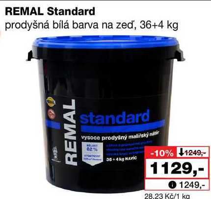 REMAL Standard prodyšná bílá barva na zeď, 36+4 kg Barvy a laky drogerie 
