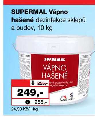 SUPERMAL Vápno hašené dezinfekce sklepů a budov, 10 kg Barvy a laky drogerie 