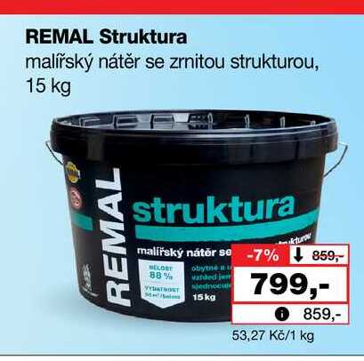 REMAL Struktura malířský nátěr se zrnitou strukturou, 15 kg 