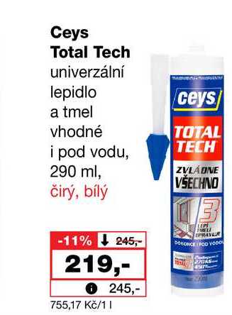 Ceys Total Tech univerzální lepidlo a tmel vhodné i pod vodu, 290 ml Barvy a laky drogerie 
