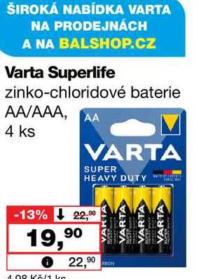 Varta Superlife zinko-chloridové baterie AA/AAA, AA 4 ks Barvy a laky drogerie 