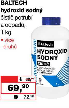 BALTECH hydroxid sodný čistič potrubí a odpadů, 1 kg Barvy a laky drogerie 