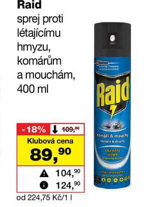 Raid sprej proti létajícímu hmyzu, komárům a mouchám, 400 ml Barvy a laky drogerie 