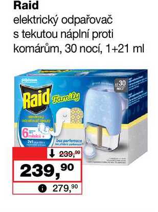 Raid elektrický odpařovač s tekutou náplní proti komárům, 30 nocí, 1+21 ml Barvy a laky drogerie 