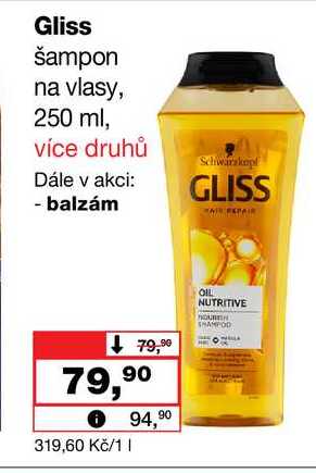 Gliss šampon na vlasy, 250 ml Barvy a laky drogerie 