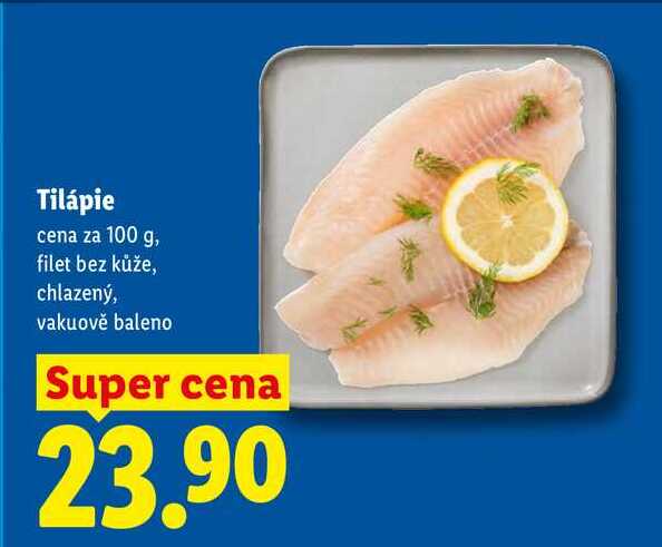 Tilápie, cena za 100 g