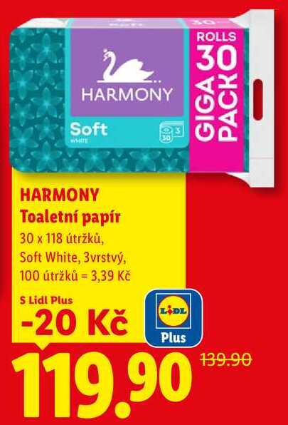 HARMONY Toaletní papír, 30 x 118 útržků