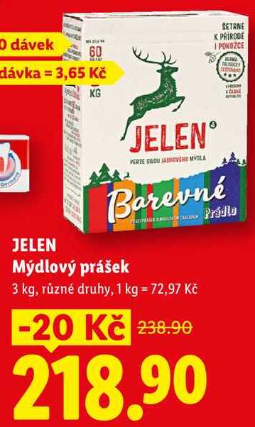 JELEN Mýdlový prášek, 3 kg Lidl