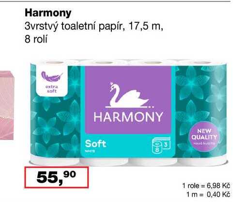 Harmony 3vrstvý toaletní papír, 17,5 m, 8 rolí Barvy a laky drogerie 