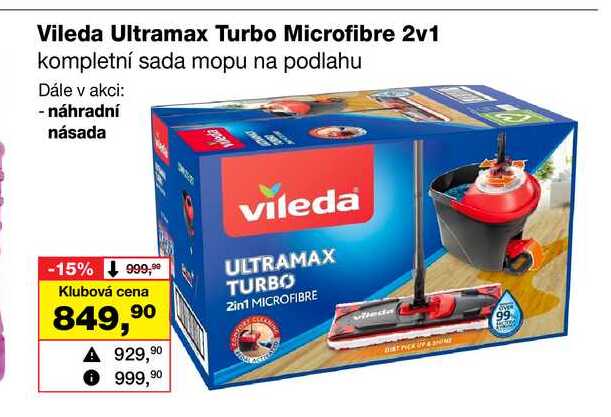 Vileda Ultramax Turbo Microfibre 2v1 kompletní sada mopu na podlahu Barvy a laky drogerie 