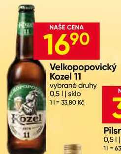 Velkopopovický Kozel 11 vybrané druhy 0,5l sklo 