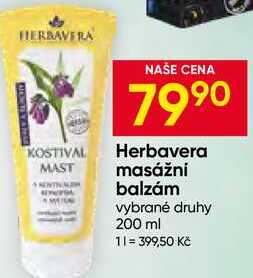 Herbavera masážní balzám vybrané druhy 200 ml 
