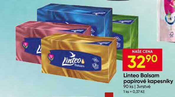 Linteo Balsam papírové kapesníky 90 ks 3vrstvé Hruška