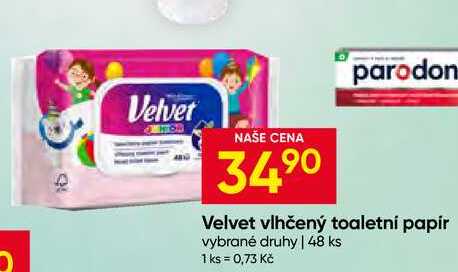 Velvet vlhčený toaletní papír vybrané druhy 48 ks Hruška