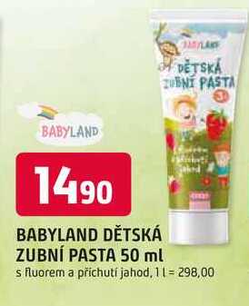 BABYLAND DĚTSKÁ ZUBNÍ PASTA 50 ml