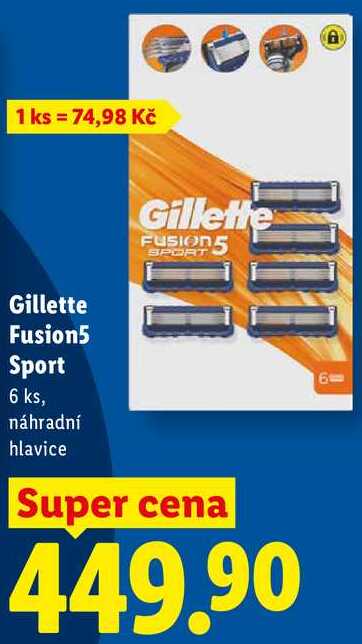 Gillette Fusion5 Sport, 6 ks Lidl