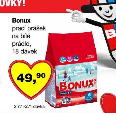 Bonux prací prášek na bílé prádlo, 18 dávek Barvy a laky drogerie 