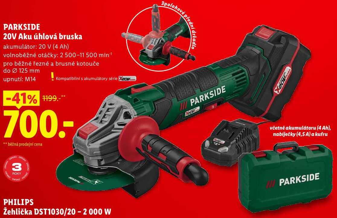 PARKSIDE 20V Aku úhlová bruska 