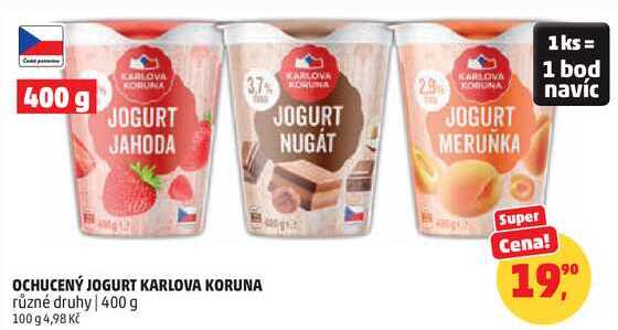 OCHUCENÝ JOGURT KARLOVA KORUNA různé druhy, 400 g