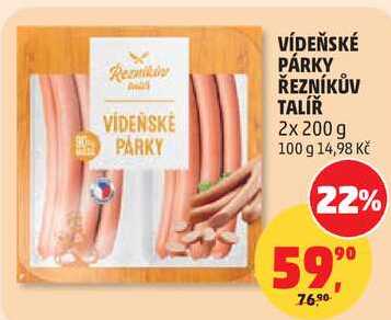 VÍDEŇSKÉ PÁRKY ŘEZNÍKŮV TALÍŘ, 2x 200 g