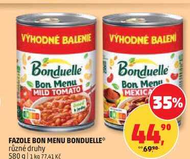 FAZOLE BON MENU BONDUELLE různé druhy, 580 g