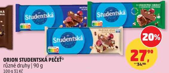 ORION STUDENTSKÁ PEČEŤ různé druhy, 90 g 