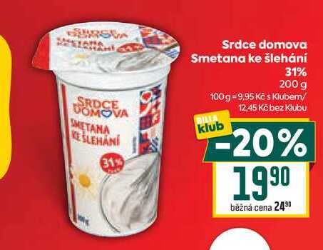Srdce domova Smetana ke šlehání 31% 200g