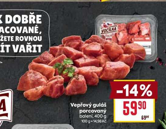 Vepřový guláš porcovaný balení, 400 g 