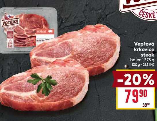 Vepřová krkovice steak balení, 375 g
