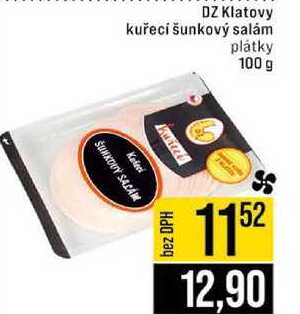 DZ Klatovy kuřecí šunkový salám plátky 100 g 