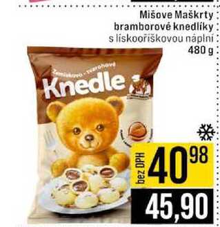 Mišove Maškrty bramborové knedlíky s liskooříškovou náplní Knedle 480 g 