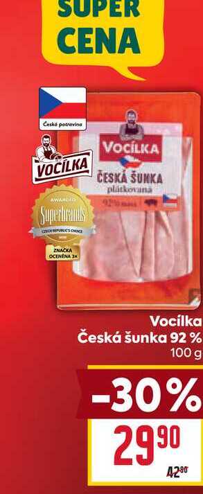 Vocilka Česká šunka 92% 100 g