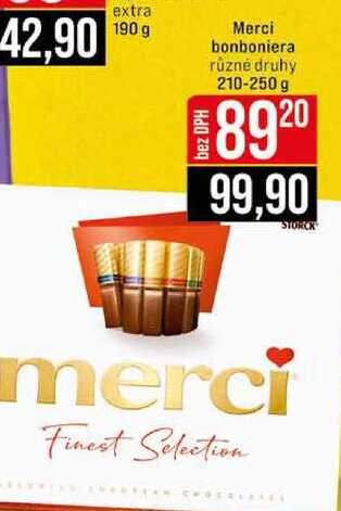 Merci bonboniera různé druhy 210-250 g