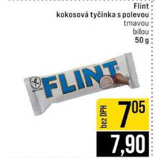 Flint kokosová tyčinka s polevou tmavou bilou 50 g