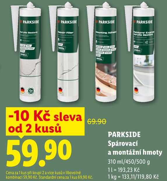 PARKSIDE Spárovací a montážní hmoty, 310 ml/450/500 g 