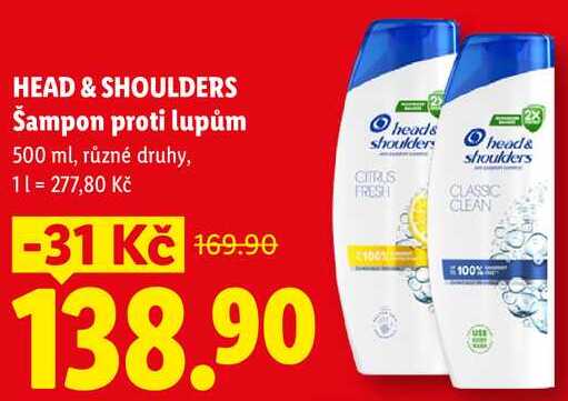 HEAD & SHOULDERS Šampon proti lupům, 500 ml Lidl