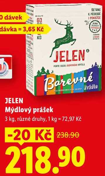 JELEN Mýdlový prášek, 3 kg Lidl