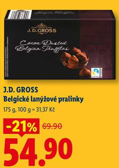 J.D. GROSS Belgické lanýžové pralinky, 175 g