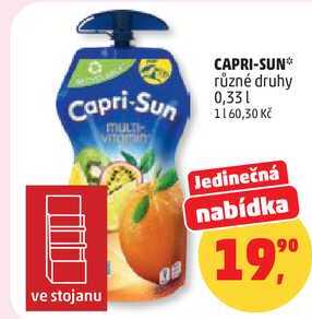 CAPRI-SUN různé druhy, 0,33 l Penny Market