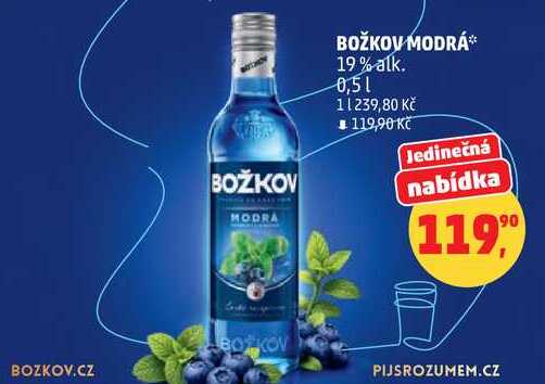 BOŽKOV MODRÁ 19% alk., 0,5 l