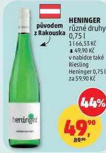 HENINGER původem různé druhy z Rakouska, 0,75 l