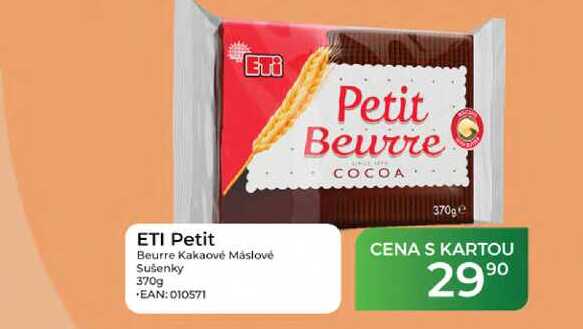 ETI Petit Beurre Kakaové máslové Sušenky 370g 