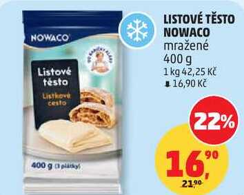 NOWACO Listové těsto mražené, 400 g