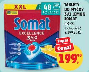 TABLETY DO MYČKY 3V1 LEMON SOMAT, 48 ks 